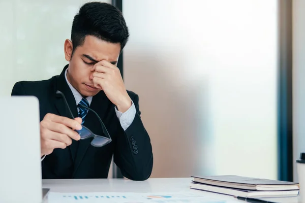 Feeling Exhausted Stressed Young Businessman Feeling Sick Tired — Stock Photo, Image