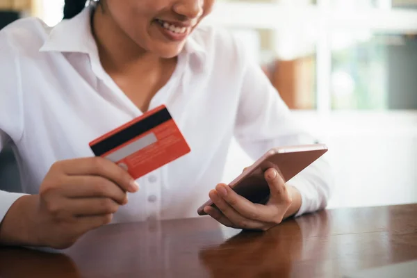 Compras Online Compras Clientes Line Pagar Por Cartão Crédito — Fotografia de Stock