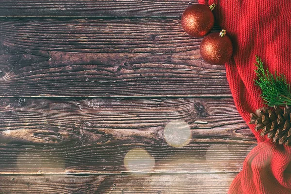 クリスマス ギフト ボックス Woodden ビンテージ効果の色で表の背景 — ストック写真