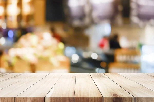 Pusty Drewniany Stół Prezentacji Produktu Kawiarni Lub Bar Napojami Bezalkoholowymi — Zdjęcie stockowe