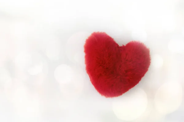 Soft Fluffy Red Heart Shape Pillow Cushion Valentine Day Love — Stock Photo, Image