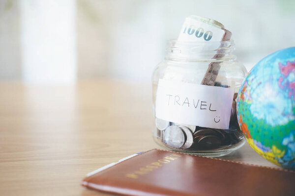 Save money for travel. Financial and save money concept.