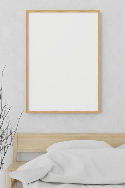 Porträtt Affisch Ram Mockup Betong Cementväggen Minimalism Stil — Stockfoto