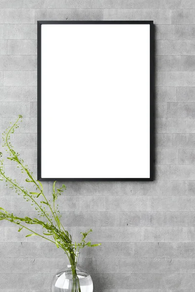 Portrait Poster Frame Mockup on the concrete cement wall minimalism style.