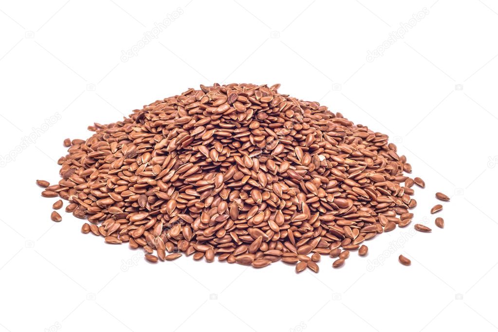heap of flax seeds isolated