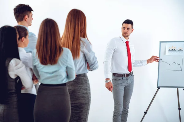 Business Team Con Meeting Nuovo Progetto Ufficio Luminoso — Foto Stock