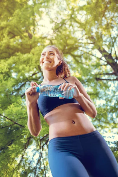 Young Fitness Woman Resting Hard Training City Park — Stock Photo, Image