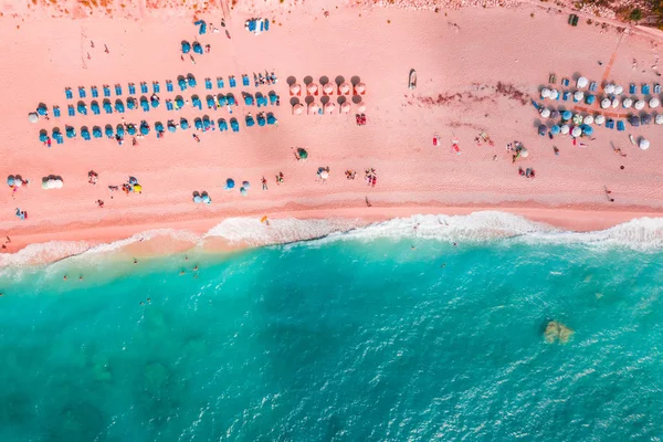 Légi Felvétel Szolárium Napozásra Idilli Beach — Stock Fotó