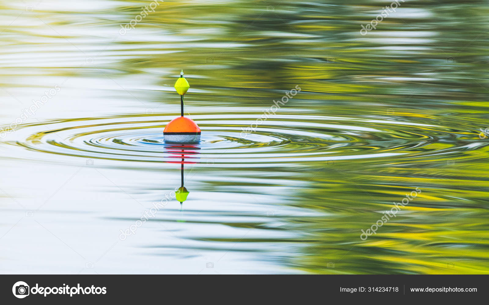 Fishing Float Floats Water Lake Making Circles Wate Stock Photo by