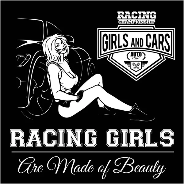 Street Racing. Sexy sport girl and sport car. Auto Motor Racing