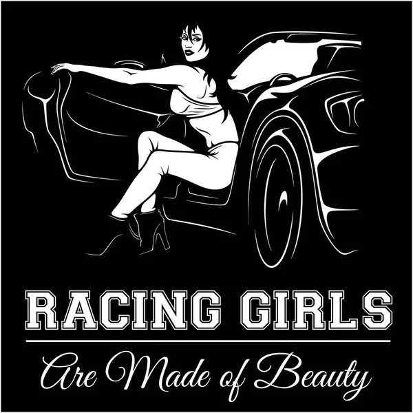 Street Racing. Sexy sport girl and sport car. Auto Motor Racing