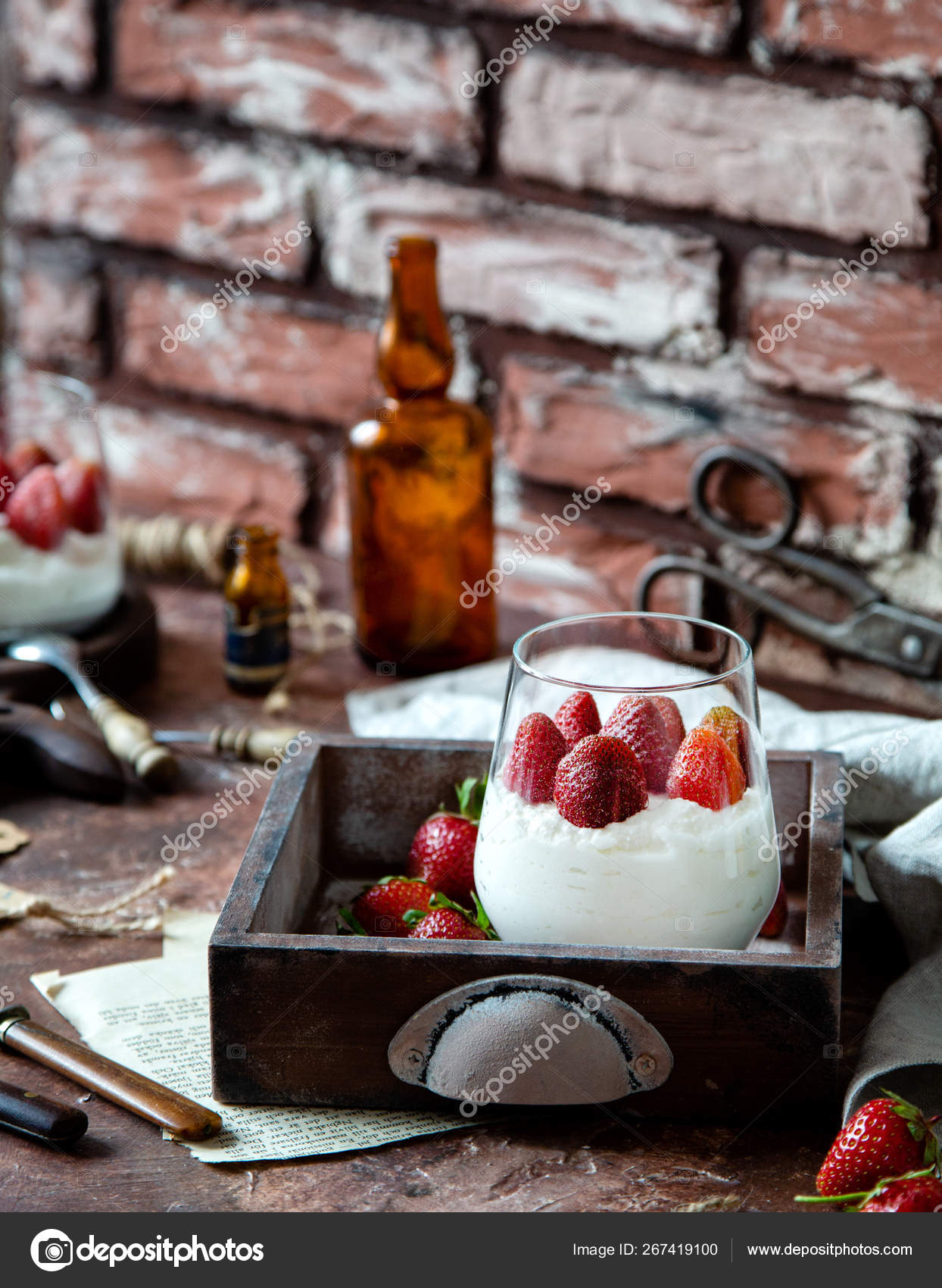 Homemade Health Dessert Cottage Cheese Yogurt Whipped Cream