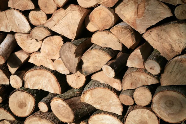 Haufen Brennholz Zubereitung Von Brennholz Für Den Winter Einem Alten — Stockfoto
