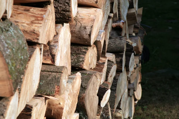 Een Stapel Brandhout Bereiding Van Brandhout Voor Winter Een Oude — Stockfoto