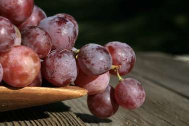 Üzüm ahşap bir masa üzerinde eski, bir ülke ev grup. Yaz sonunda bir hasat festival vesilesiyle açık dekorasyon unsuru.