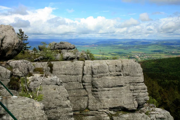 Formas Roca Szczeliniec Wielki Las Montañas Stolowe Gama Sudeten Polonia —  Fotos de Stock