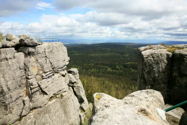 Formação Rochosa Szczeliniec Wielki Nas Montanhas Stolowe Gama Sudeten Polónia — Fotografia de Stock