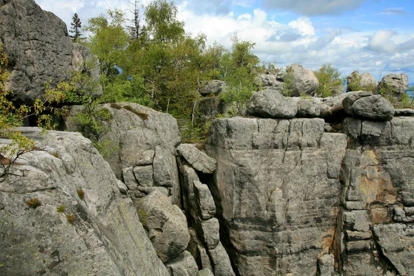 Formas Roca Szczeliniec Wielki Las Montañas Stolowe Gama Sudeten Polonia — Foto de Stock