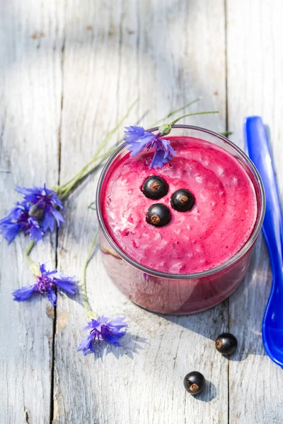 Matin Dans Jardin Cocktail Yaourt Cassis — Photo