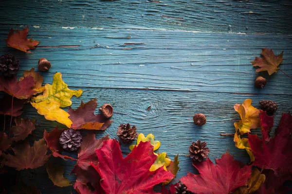 Sfondo Autunnale Con Doni Della Natura Legno — Foto Stock