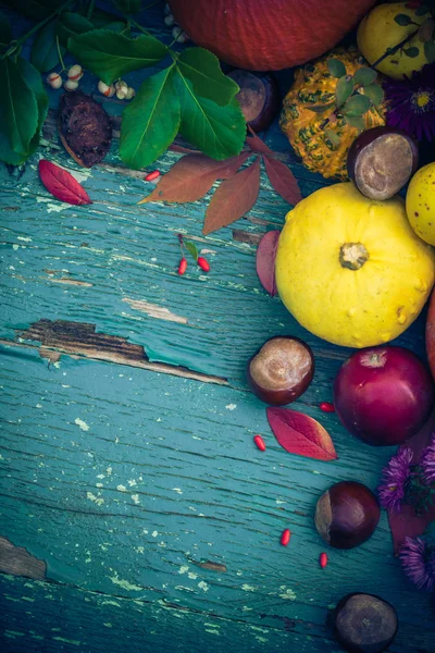 Fondo Otoñal Con Frutas Cultivos Temporada — Foto de Stock