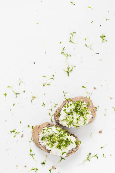 Desayuno Saludable Sándwiches Con Queso Crema Blanco Croissants — Foto de Stock