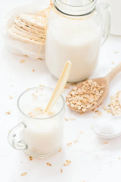 蛋白质来源 自制产品燕麦奶 — 图库照片