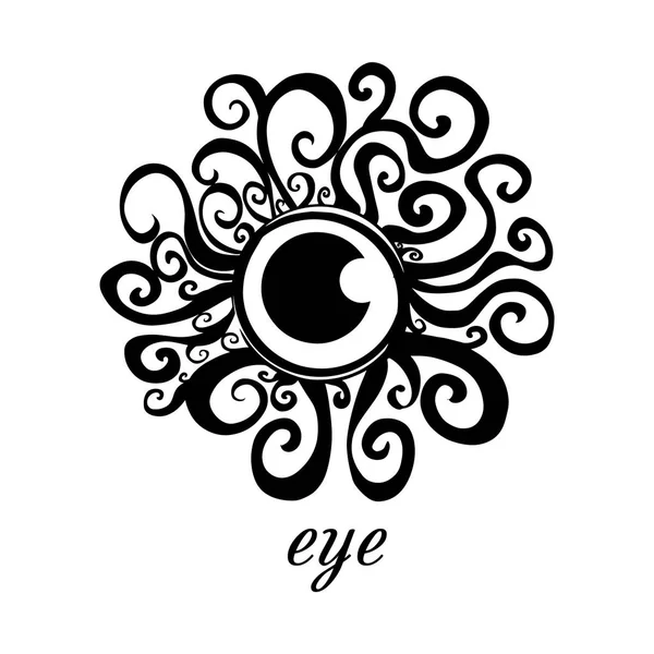 Abstração do olho do logotipo com cachos de cílios . — Vetor de Stock