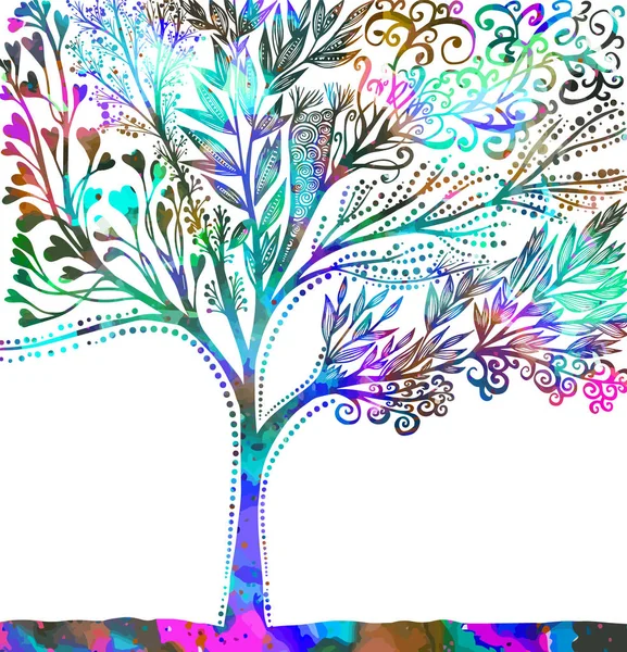 Un bel arbre abstrait multicolore. Illustration vectorielle — Image vectorielle