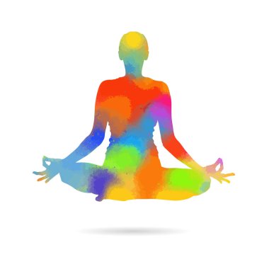 Yoga. lotus pozisyon silueti. vektör illüstrasyon