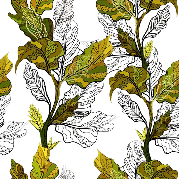 シームレスな美しい背景緑の葉。ベクトルイラスト — ストックベクタ