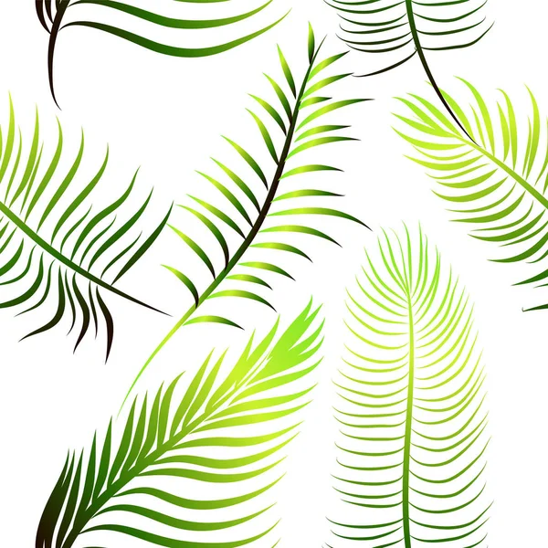 Uno sfondo senza soluzione di continuità di foglie di palma. Illustrazione vettoriale — Vettoriale Stock