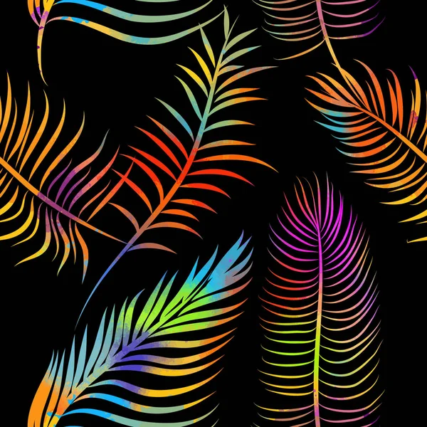 Un fond sans couture de feuilles multicolores de palmier. Illustration vectorielle — Image vectorielle