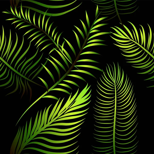 Бесшовный фон из пальмовых листьев. Векторная иллюстрация — стоковый вектор
