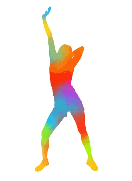 The silhouette of dancing girl is multicolored. Vector — Stock Vector