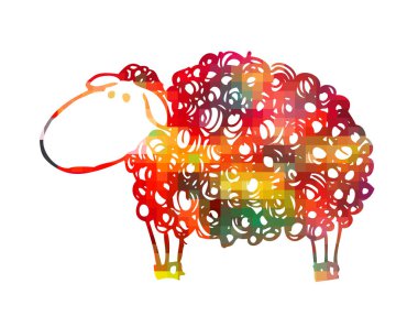 Kuzu soyut çok renklidir. Vektör çizimi