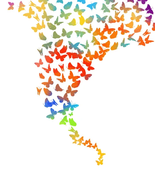 Viele fliegende Schmetterlinge. Vektorillustration — Stockvektor