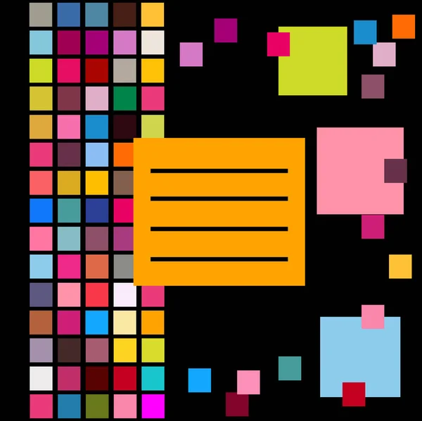 El fondo está hecho de cuadrados multicolores. marco para texto. Cubierta para cuaderno. Ilustración vectorial — Archivo Imágenes Vectoriales