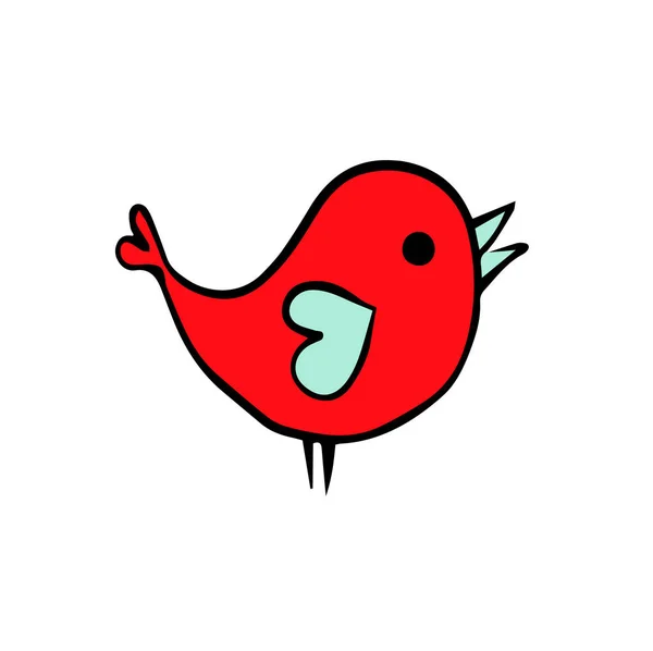 Un bonito pájaro rojo y azul. Ilustración vectorial — Vector de stock