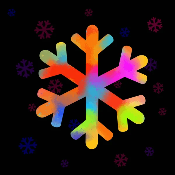 多色の抽象的な雪片。ベクトル — ストックベクタ