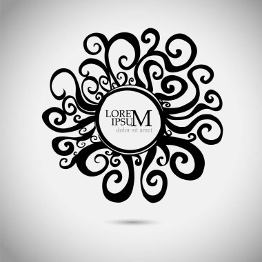 gri vintage narin çiçekler beyaz yuvarlak çerçeve. Vektör