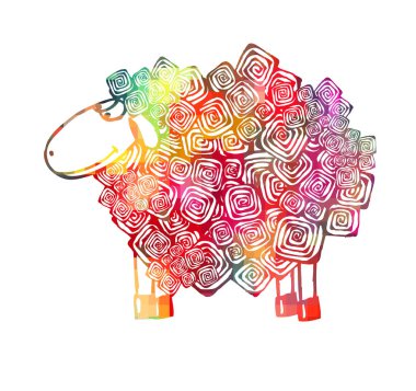 Kuzu soyut çok renklidir. Vektör çizimi