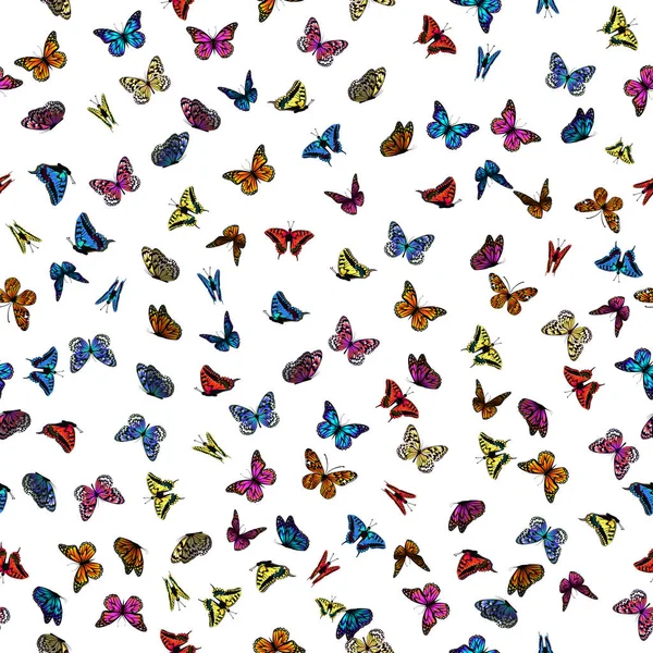 Viele fliegende Schmetterlinge. Abstrakte Schmetterlinge nahtlose Muster. Vektorillustration — Stockvektor