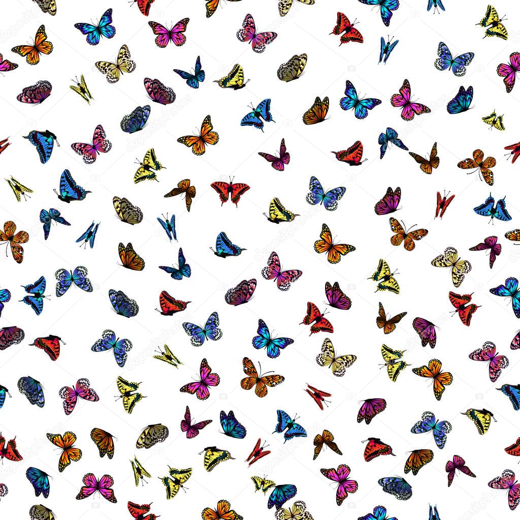 A lot of flying butterflies. Abstract butterflies seamless pattern. Vector illustration