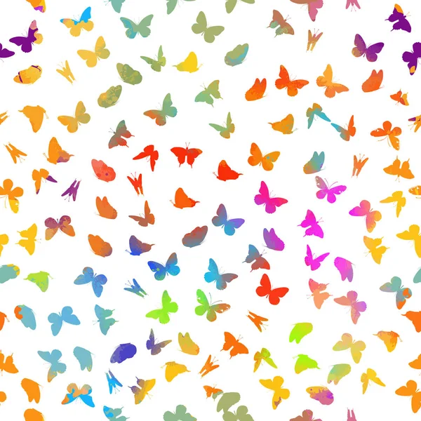 Veel vliegende vlinders. Abstracte vlinders naadloos patroon. Vectorillustratie — Stockvector