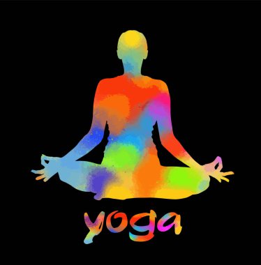 Yoga. lotus pozisyon silueti. vektör illüstrasyon