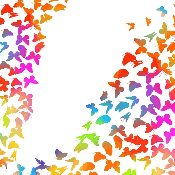 Veel vliegende vlinders. Vectorillustratie — Stockvector