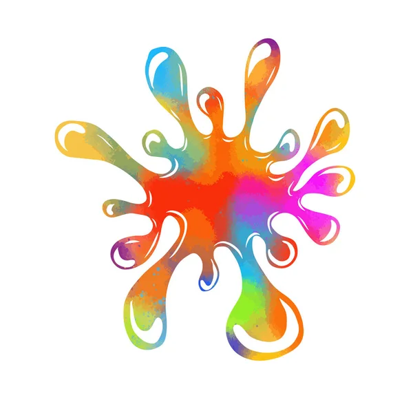 Manchas de pintura de color arco iris sobre un fondo blanco. Divertida mancha arco iris de dibujos animados. Ilustración vectorial . — Vector de stock