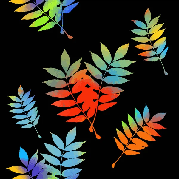 Ein nahtloser Hintergrund mit bunten Blättern aus Asche. Vektor — Stockvektor