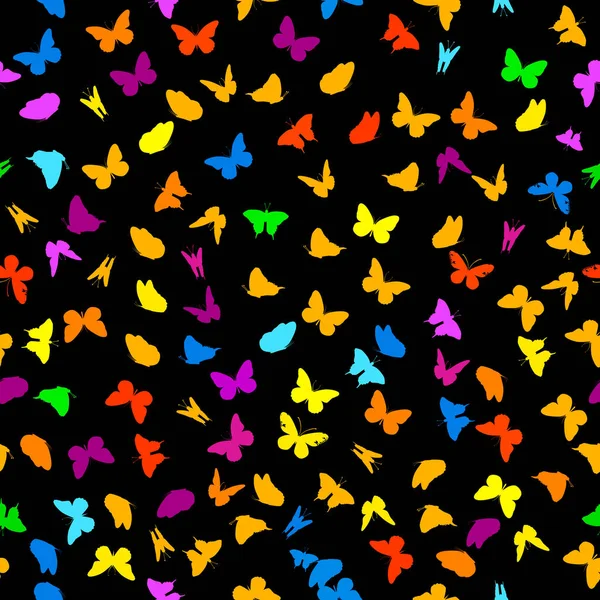 蝶がたくさん飛んでいます。アブストラクト蝶シームレスパターン。ベクターイラスト — ストックベクタ